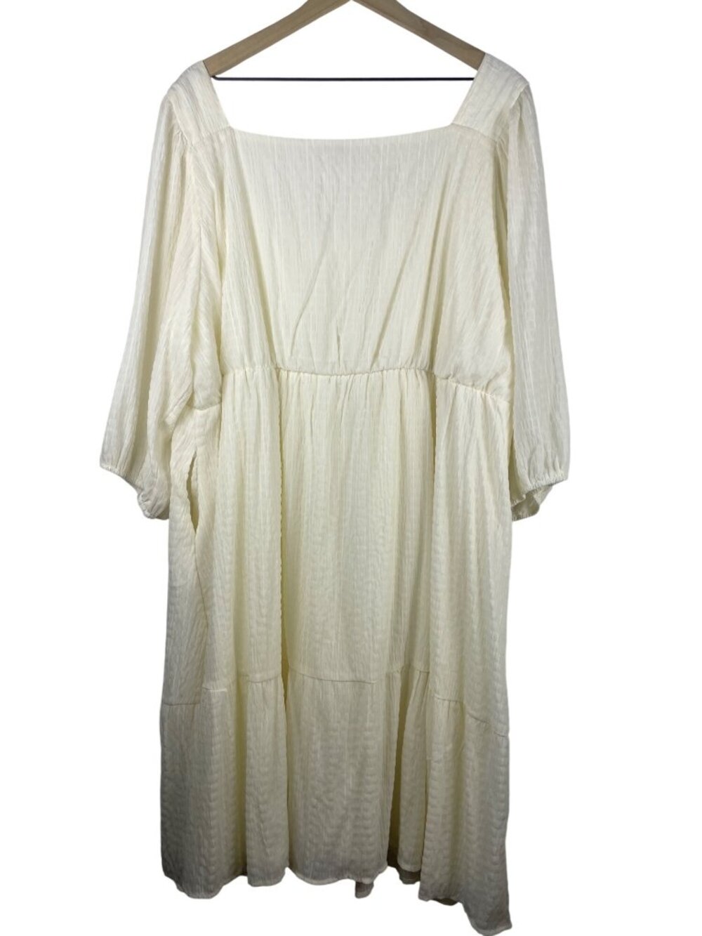 Baltic Born Cream Textured Midi Dress 3XL With Balloon Sleeves Square Neckline - Picture 4 of 9